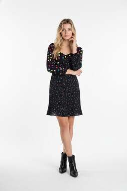 RIXO x Target Black Multicolor Polka Dot Puff Sleeve Smocked Mini Dress Small